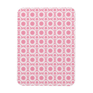 Cute Star Flowers Pattern Pink and White Magnet