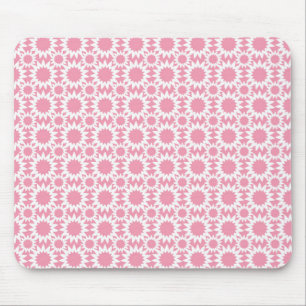 Cute Star Flowers Pattern Pink and White Mouse Mat