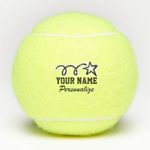Cute star logo and custom name printed tennis balls