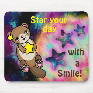 Cute Star Otter with Positive Smile for Motivation Mouse Mat