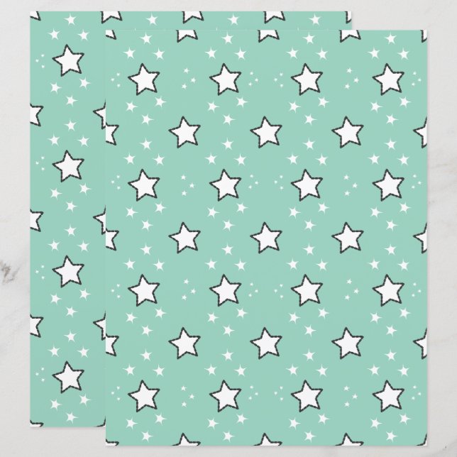 Cute Star Pattern Scrapbook Paper (Front/Back)