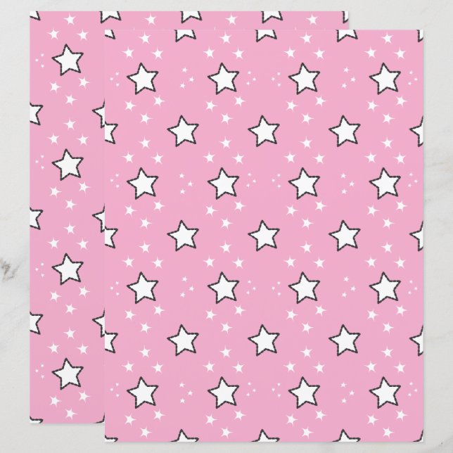Cute Star Pattern Scrapbook Paper (Front/Back)