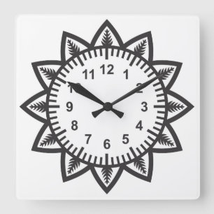 Cute Star Sunshine Flower Square Wall Clock