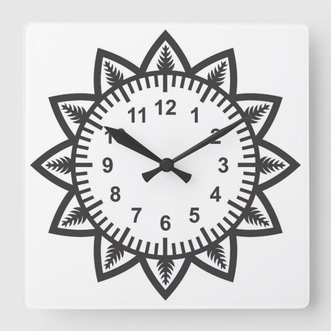 Cute Star Sunshine Flower Square Wall Clock (Front)