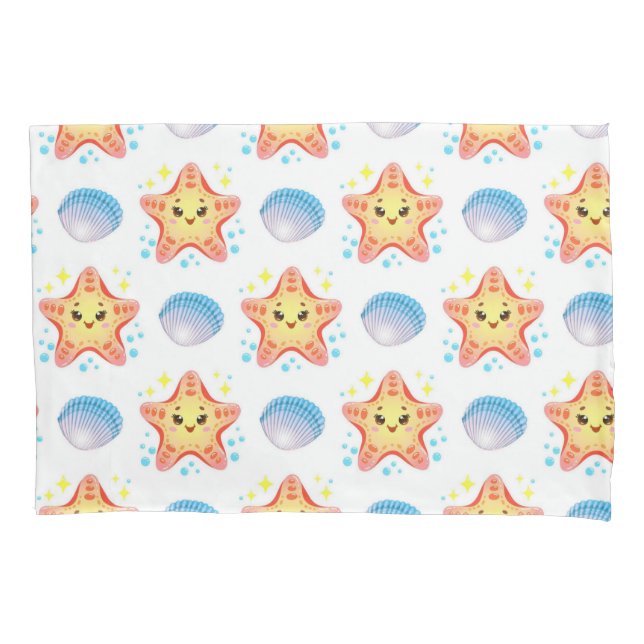 Cute Starfish and Seashells Pillowcase (Front)