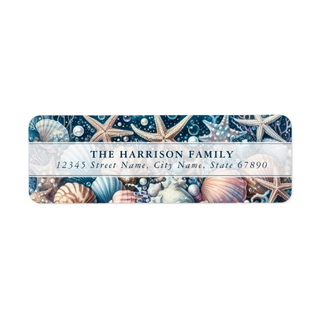 Cute Starfish and Seashells Return Address Labels (Front)