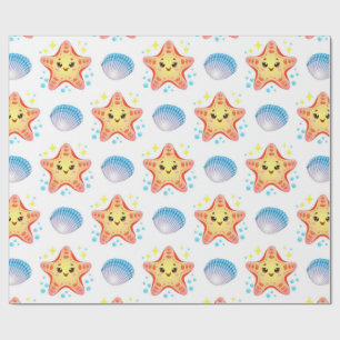 Cute Starfish and Seashells Wrapping Paper