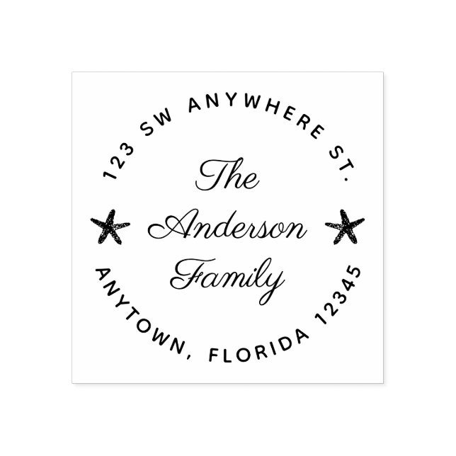 Cute Starfish Return Address Personalised Rubber Stamp (Imprint)