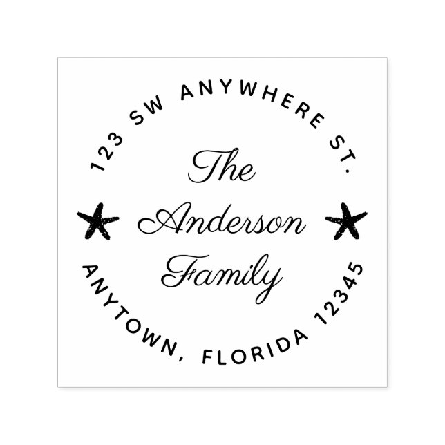 Cute Starfish Return Address Personalised Self-inking Stamp (Design)