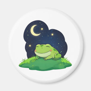 Cute Stargazing Frog Kawaii Night Sky Design Magnet