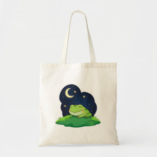 Cute Stargazing Frog Kawaii Night Sky Design Tote Bag