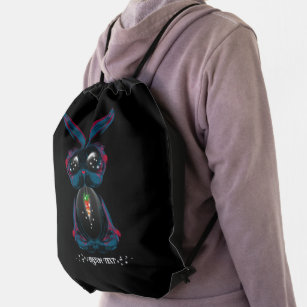 Cute Starlight Eyes Bunny in Yoga Pose Meditation Drawstring Bag
