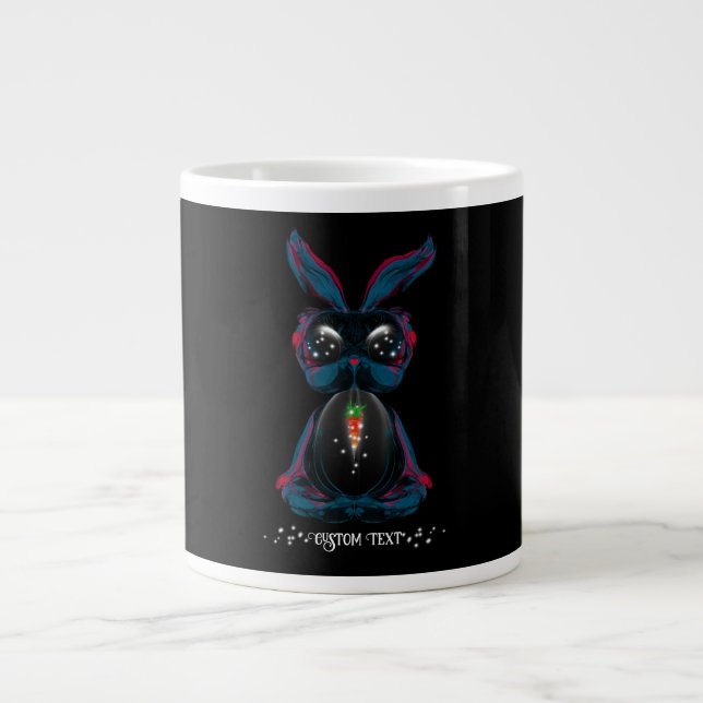 Cute Starlight Eyes Bunny in Yoga Pose Meditation Large Coffee Mug (Front)