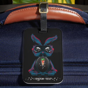 Cute Starlight Eyes Bunny in Yoga Pose Meditation Luggage Tag