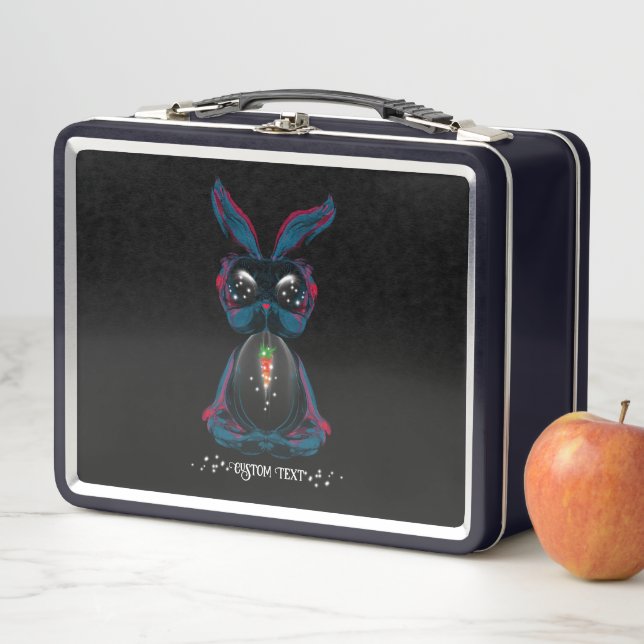 Cute Starlight Eyes Bunny in Yoga Pose Meditation Metal Lunch Box (In Situ)