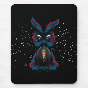 Cute Starlight Eyes Bunny in Yoga Pose Meditation Mouse Mat