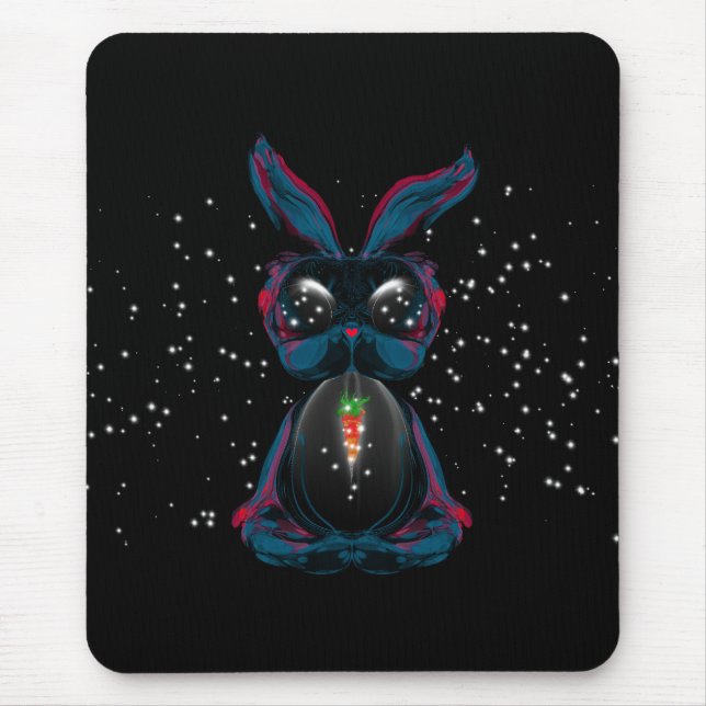 Cute Starlight Eyes Bunny in Yoga Pose Meditation Mouse Mat (Front)