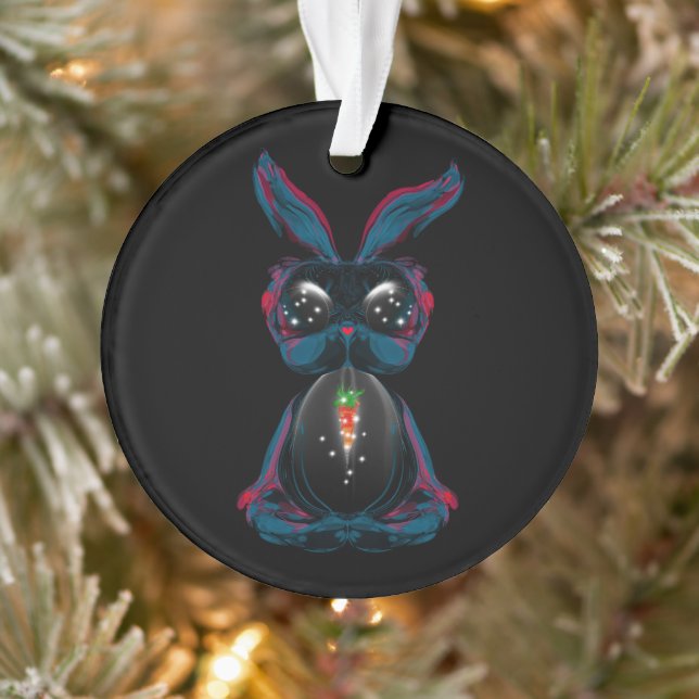 Cute Starlight Eyes Bunny in Yoga Pose Meditation Ornament (Tree)