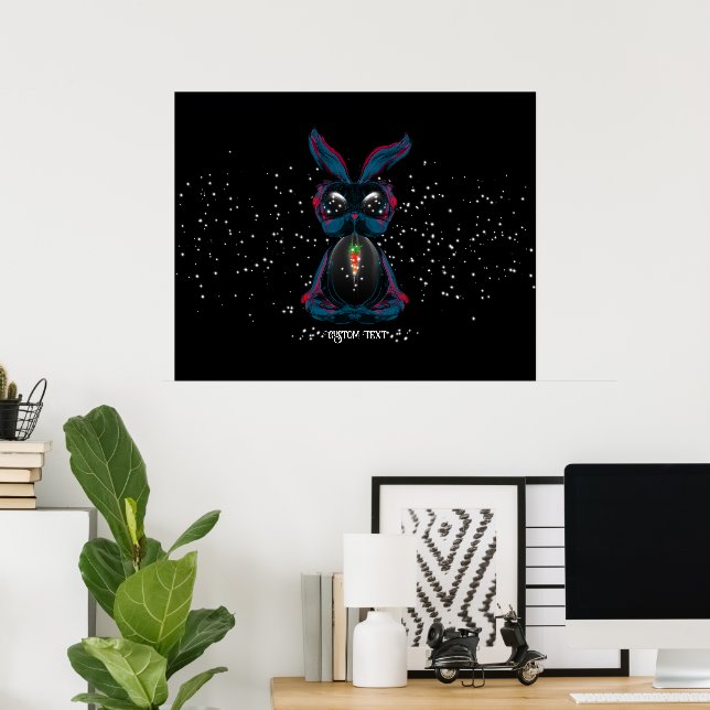 Cute Starlight Eyes Bunny in Yoga Pose Meditation Poster (Home Office)