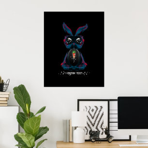 Cute Starlight Eyes Bunny in Yoga Pose Meditation Poster