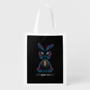 Cute Starlight Eyes Bunny in Yoga Pose Meditation Reusable Grocery Bag