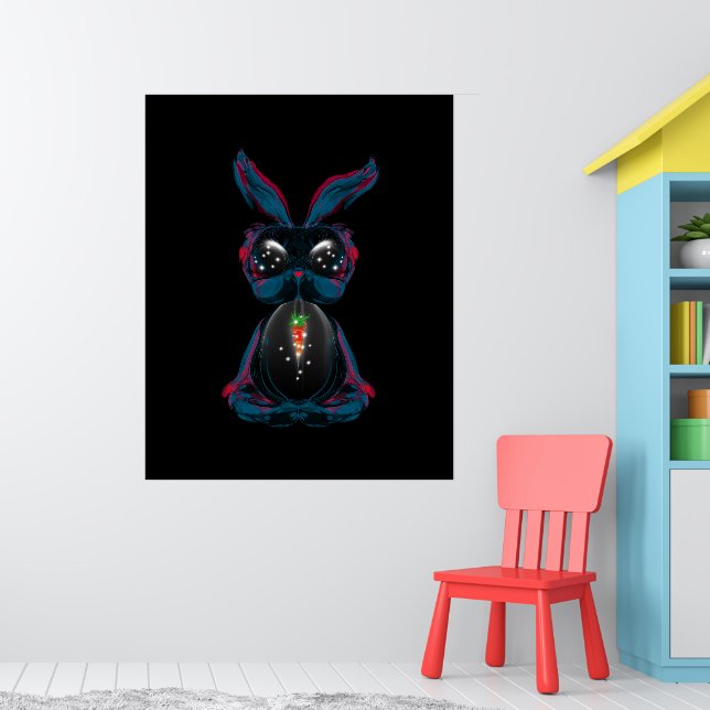 Cute Starlight Eyes Rabbit in Yoga Pose Meditation Poster (Nursery 1)