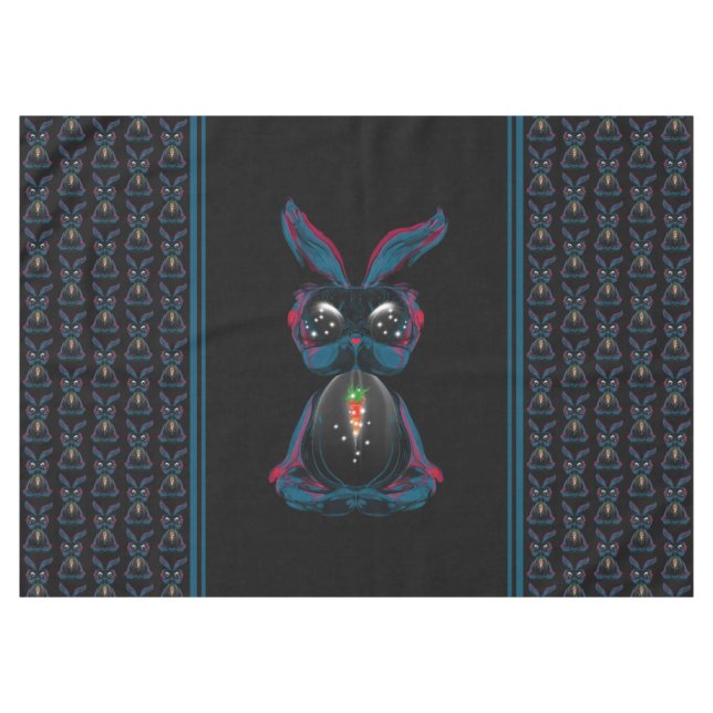 Cute Starlight Eyes Rabbit in Yoga Pose Meditation Tablecloth (Front (Horizontal))