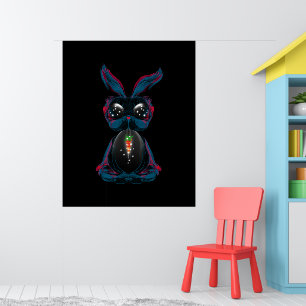 Cute Starlight Rabbit in Yoga Pose Meditation Poster