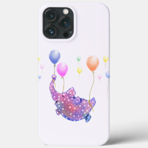 Cute Starry Elephant Flying with Colourful Balloon iPhone 13 Pro Max Case