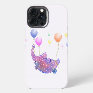 Cute Starry Elephant Flying with Colourful Balloon iPhone 13 Pro Max Case