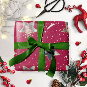 Cute Starry Pattern Your Own Photo Christmas Wrapping Paper