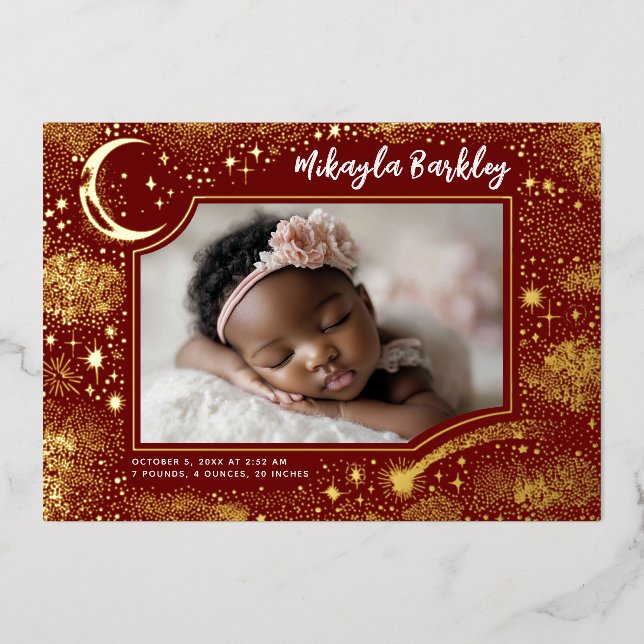 Cute Stars Moon Celestial Newborn Photo Birth (Front)