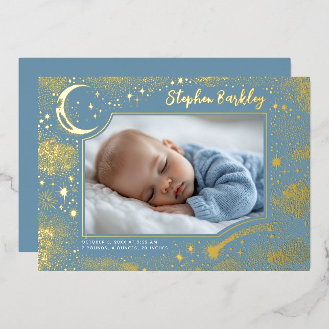 Cute Stars Moon Celestial Newborn Photo Birth (Front/Back)