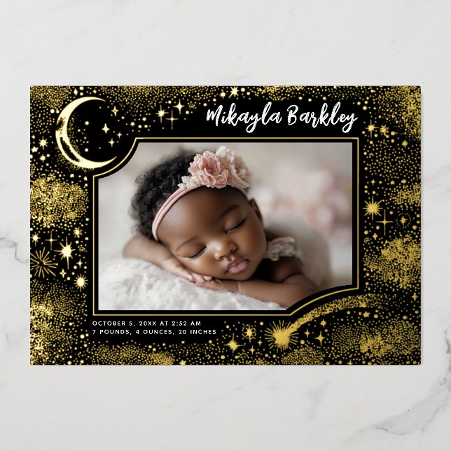 Cute Stars Moon Celestial Newborn Photo Birth (Front)