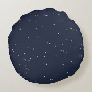 Cute Stars On A Sparkling Night Sky Round Cushion