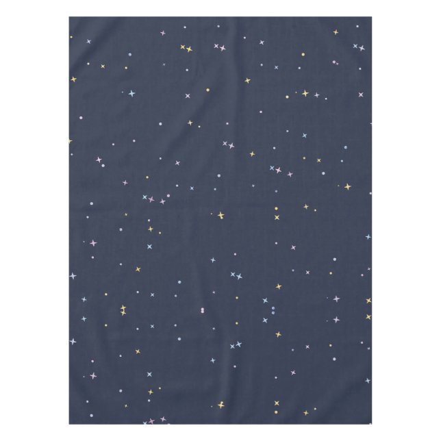 Cute Stars On A Sparkling Night Sky Tablecloth (Front)