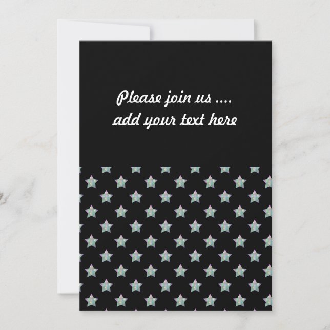 Cute Stars on Black Background Pattern Invitation (Front)