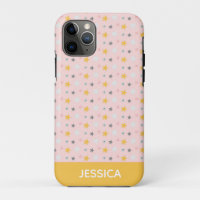 Cute Stars Pattern in Pink and Yellow Personalised