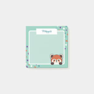 Cute Stars & Peekabo Red Panda Add Your Name Post-it Notes