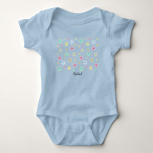 Cute stars with faces in pastel colors baby bodysuit
