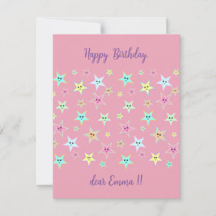 Cute stars with faces in pastel colours     card