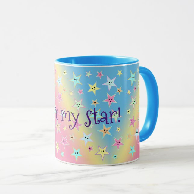 Cute stars with faces in pastel colours     mug (Front Right)