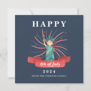 Cute Statue Of Liberty 4th of July Holiday Card