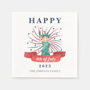 Cute Statue Of Liberty Happy 4th Of July Napkin