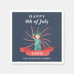 Cute Statue Of Liberty Happy 4th Of July Napkin