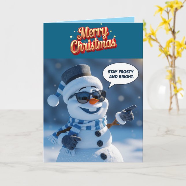 Cute Stay Frosty and Bright  Card (Yellow Flower)