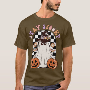 Cute Stay Spooky Halloween Pumpkin Ghost Witch Hat T-Shirt