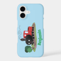 Cute steam train locomotive cartoon illustration