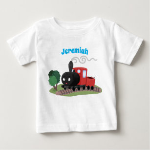 Cute steam train locomotive cartoon illustration baby T-Shirt