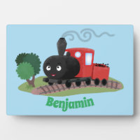 Cute steam train locomotive cartoon illustration